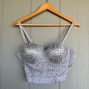Beaded Silver Bustier